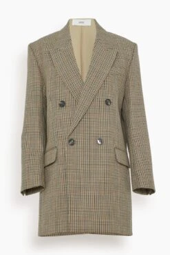 Double Breasted Oversized Jacket In Champagne/Black