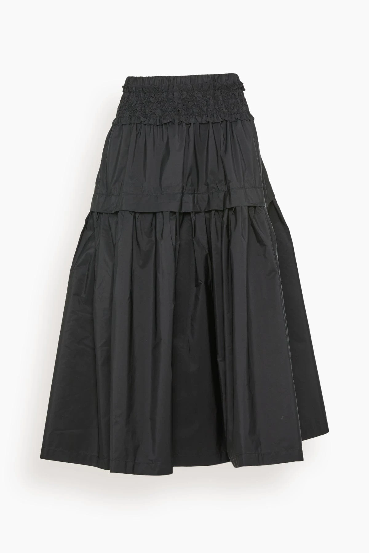 SEA Diana Taffeta Smocked Midi Skirt In Black 3 SEA Diana Taffeta Smocked Midi Skirt In Black