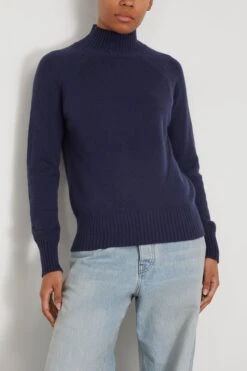 ALLUDE Mock Neck Sweater In Sapphire 8 ALLUDE Mock Neck Sweater In Sapphire -DOROTHE Clothing Shop allude MockNeckSweaterinSapphire 2