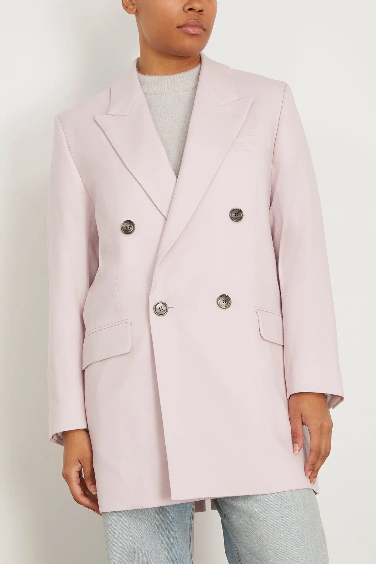 Double Breasted Oversized Jacket In Powder Pink 5 Double Breasted Oversized Jacket In Powder Pink - Image 3