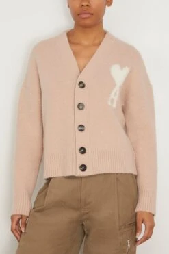 Off White ADC Cardigan In Powder Pink/Ivory -DOROTHE Clothing Shop ami OffWhiteADCCardiganinPowderPinkIvory 2