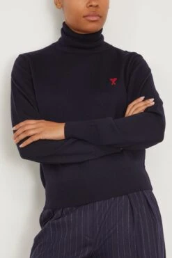 Red Ami De Coeur Sweater In Night Blue -DOROTHE Clothing Shop ami RedAmiDeCoeurSweaterinNightBlue 2