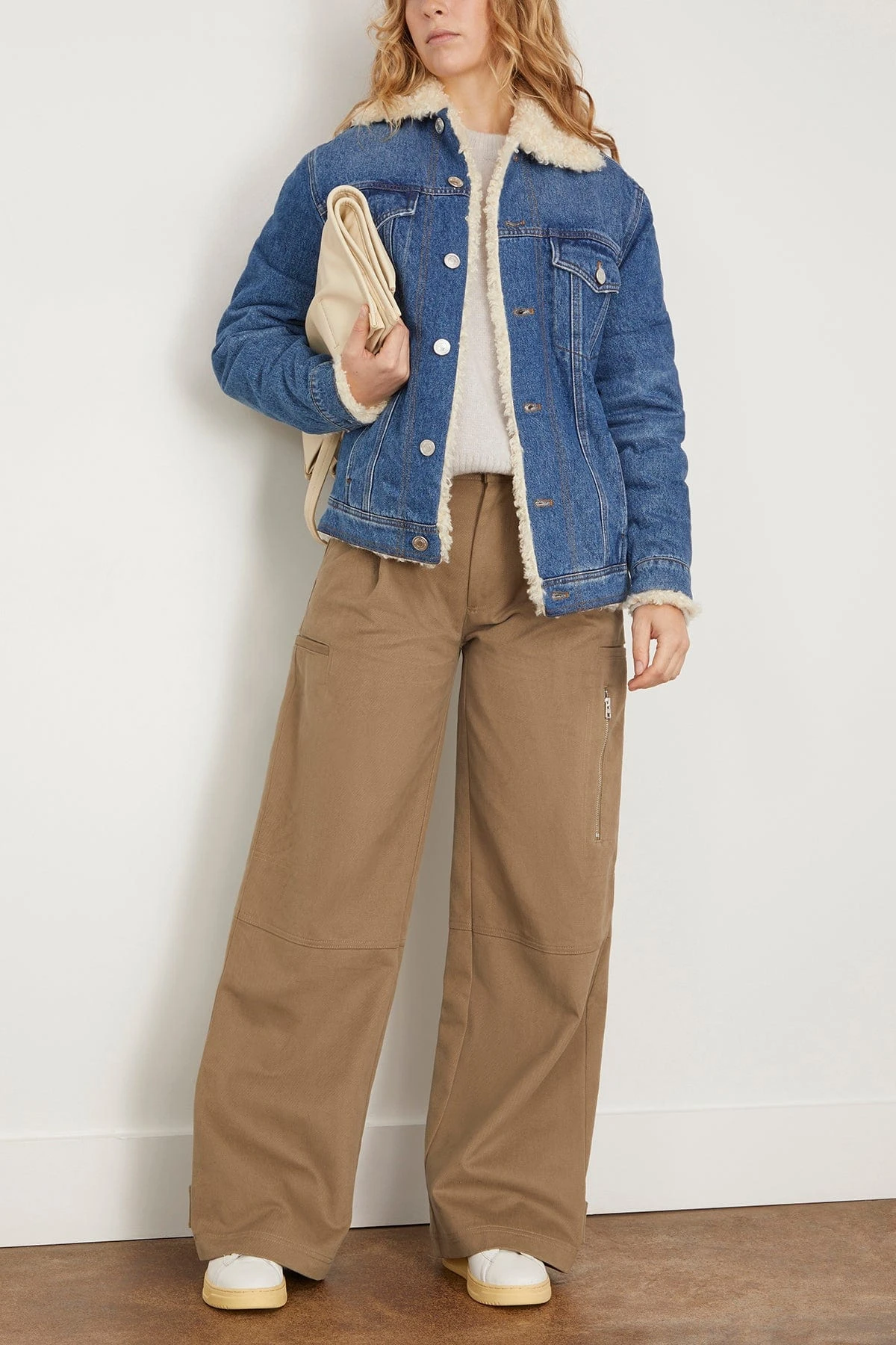 Trucker Jacket Lined With Synthetic Fur In Used Blue 4 Trucker Jacket Lined With Synthetic Fur In Used Blue - Image 2