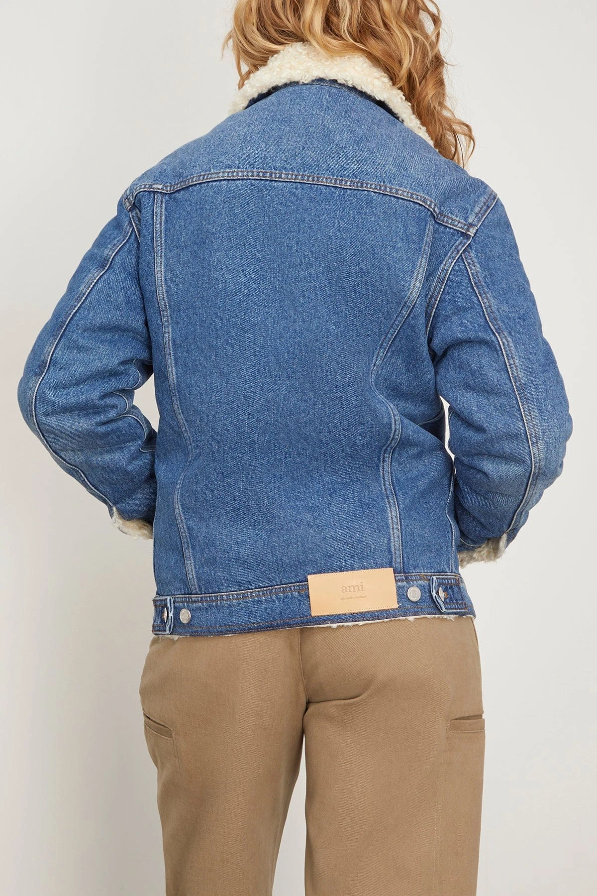 Trucker Jacket Lined With Synthetic Fur In Used Blue 6 Trucker Jacket Lined With Synthetic Fur In Used Blue - Image 4