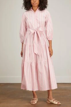 Popover Isla Shirtdress In Pink/Mint Multi Stripe -DOROTHE Clothing Shop ann mashburn popover isla shirtdress in pink mint multi stripe 2