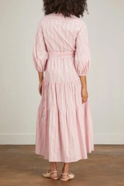 Popover Isla Shirtdress In Pink/Mint Multi Stripe -DOROTHE Clothing Shop ann mashburn popover isla shirtdress in pink mint multi stripe 3