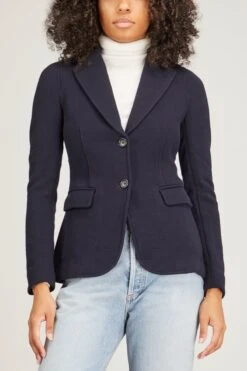 Unconstructed Knit Jacket In Navy Wool Pique -DOROTHE Clothing Shop ann mashburn unconstructed knit jacket in navy wool pique 2