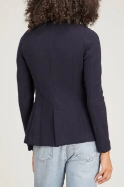Unconstructed Knit Jacket In Navy Wool Pique -DOROTHE Clothing Shop ann mashburn unconstructed knit jacket in navy wool pique 3