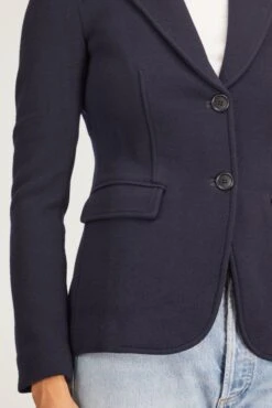 Unconstructed Knit Jacket In Navy Wool Pique -DOROTHE Clothing Shop ann mashburn unconstructed knit jacket in navy wool pique 4