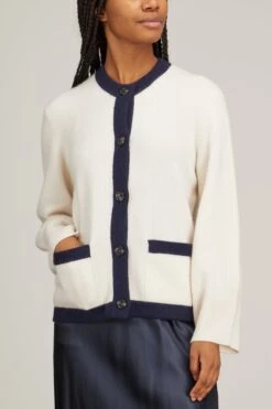 Belvedere Cardigan In Ivory/Navy Trim 9 Belvedere Cardigan In Ivory/Navy Trim -DOROTHE Clothing Shop arch4 belvedere cardigan in ivory navy trim 2