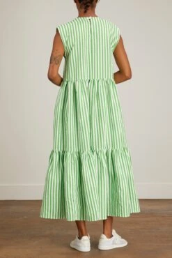 Balza Dress In Green And White Stripes 9 Balza Dress In Green And White Stripes -DOROTHE Clothing Shop avn balza dress in green and white stripes 3