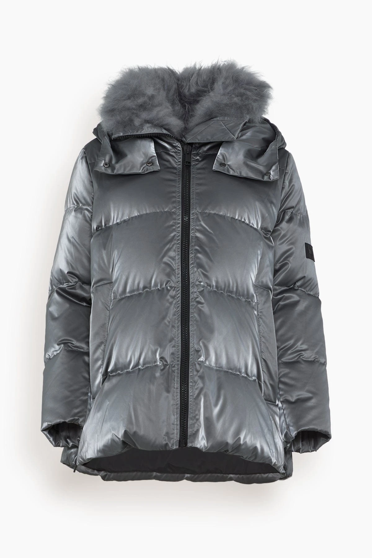 Irise Down Coat With Lamb Trim In Basalte 3 Irise Down Coat With Lamb Trim In Basalte