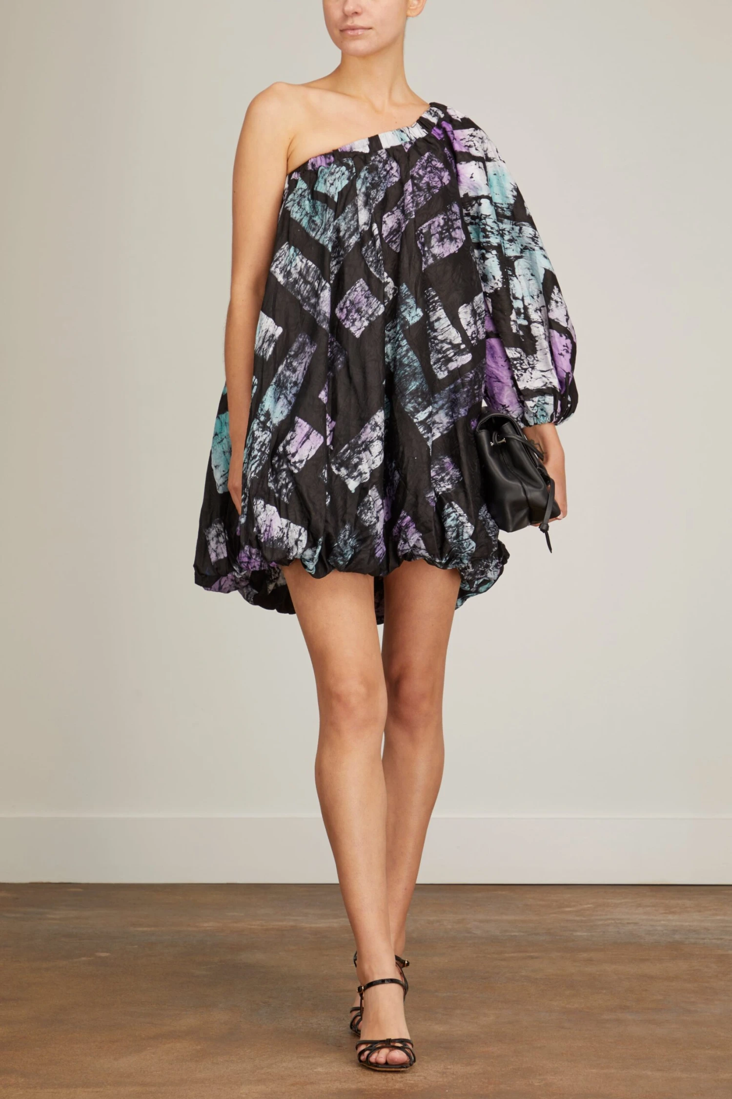 Adufe One Shoulder Puffy Sleeve Dress In Multicolor 4 Adufe One Shoulder Puffy Sleeve Dress In Multicolor - Image 2