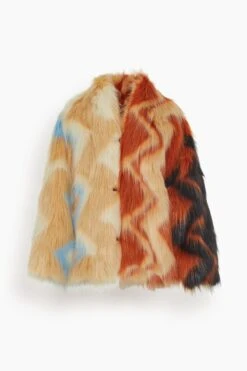 Missoni Coat In Brown Base Multicolored Zigzag