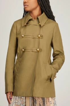 Clara Organic Cotton Peacoat In Verde -DOROTHE Clothing Shop callas milano clara organic cotton peacoat in verde 2