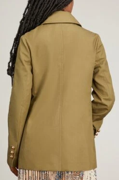 Clara Organic Cotton Peacoat In Verde -DOROTHE Clothing Shop callas milano clara organic cotton peacoat in verde 3