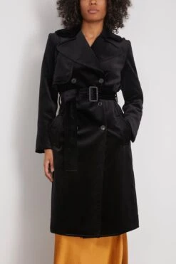 Bogart Velvet Trench Coat In Black 8 Bogart Velvet Trench Coat In Black -DOROTHE Clothing Shop callasmilano BogartVelvetTrenchCoatinBlack 2