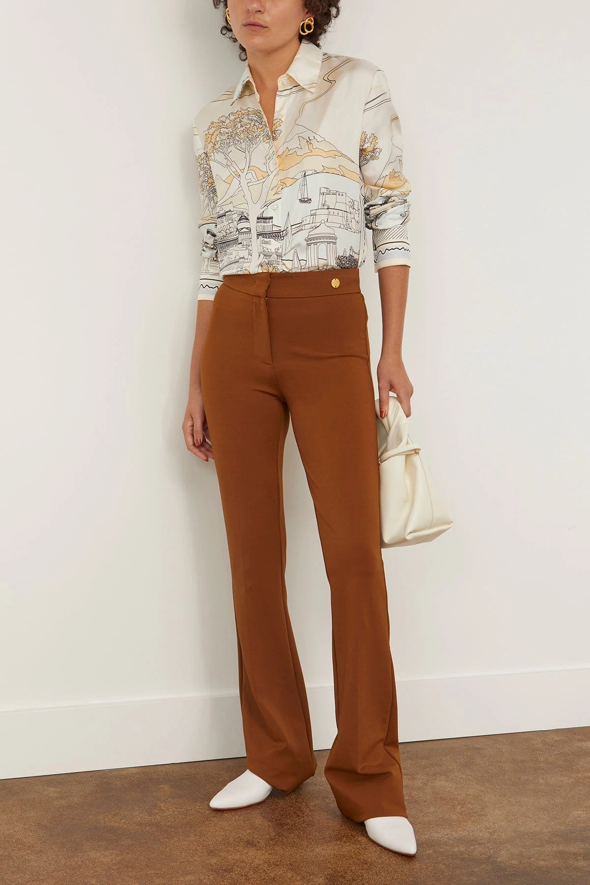Danae Stretch High Waisted Fit And Flare Trouser In Caramel Brown 4 Danae Stretch High Waisted Fit And Flare Trouser In Caramel Brown - Image 2