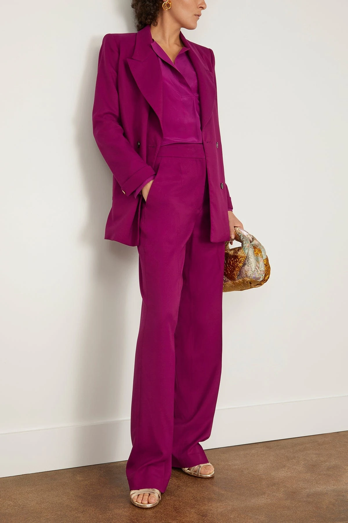 Sydney Relaxed Menswear Style Trouser In Magenta 4 Sydney Relaxed Menswear Style Trouser In Magenta - Image 2