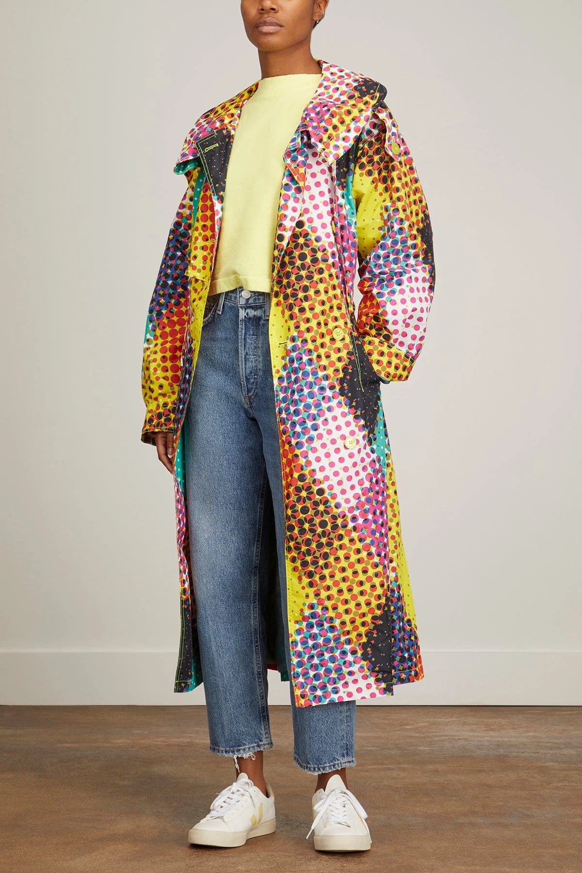 Halftone Harlequin Lightweight Trench Coat In Sulphur Multi 4 Halftone Harlequin Lightweight Trench Coat In Sulphur Multi - Image 2
