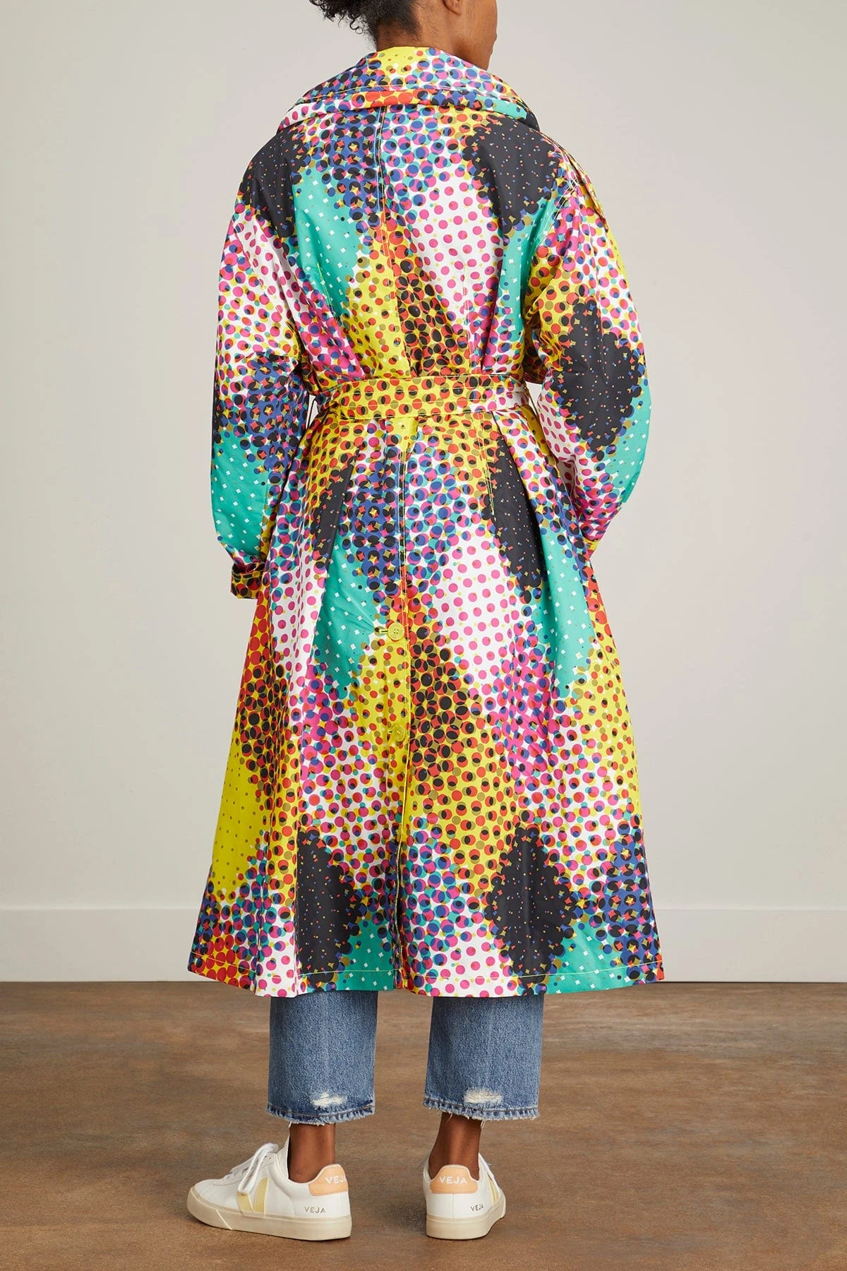 Halftone Harlequin Lightweight Trench Coat In Sulphur Multi 6 Halftone Harlequin Lightweight Trench Coat In Sulphur Multi - Image 4