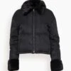 Nylon Bomber Jacket With Mink Trim In Noir -DOROTHE Clothing Shop d95f73b7d3be7b68eddc41e7fa40ef5b