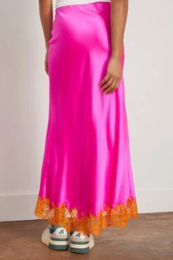 High Slit Lace Applique Skirt In Hot Fuschia -DOROTHE Clothing Shop dannijo HighSlitLaceAppliqueSkirtinHotFuschia 3