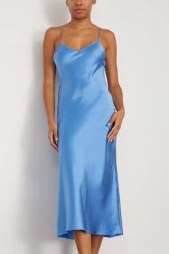 Midi Bias Slip Dress In Cornflower Blue 8 Midi Bias Slip Dress In Cornflower Blue -DOROTHE Clothing Shop dannijo MidiBiasSlipDressinCornflowerBlue 2