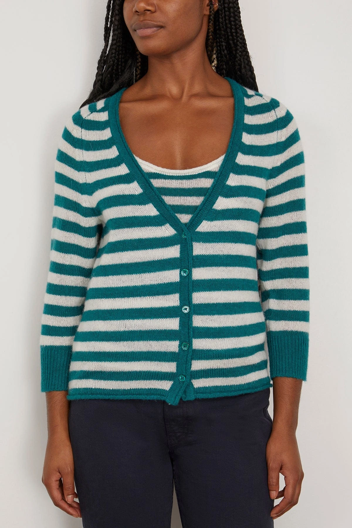 DOROTHEE SCHUMACHER Fresh Stripes Twinset In Green And White Mix 5 DOROTHEE SCHUMACHER Fresh Stripes Twinset In Green And White Mix - Image 3