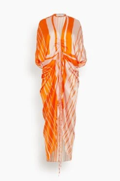 Cloister Dress In Orange Pink Stripes