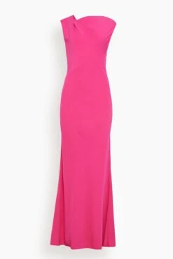 Stretch Cady Maxi Dress In Pink