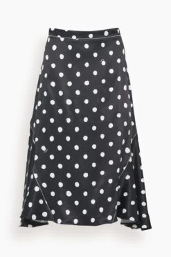 Marni Small Dot Stretch Satin Skirt In Black