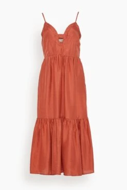 SEA Kyle Solid Slip Dress With Braid In Coral