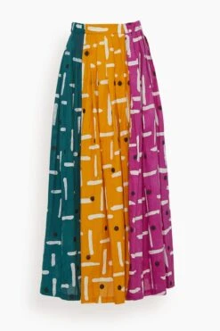Debo Multi Colored Skirt In Yellow/Pink/White/Green And Black
