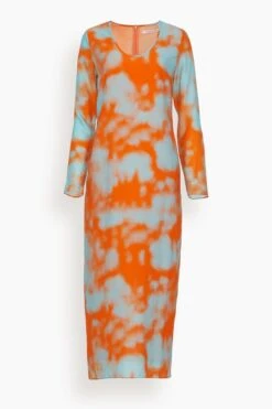 Samsoe Samsoe Alina U-Neck Dress In Tie Dye Topaz