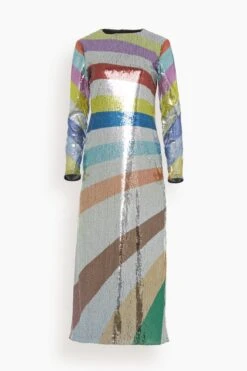 Supreme Swing Dress In Rainbow Sequins Placee