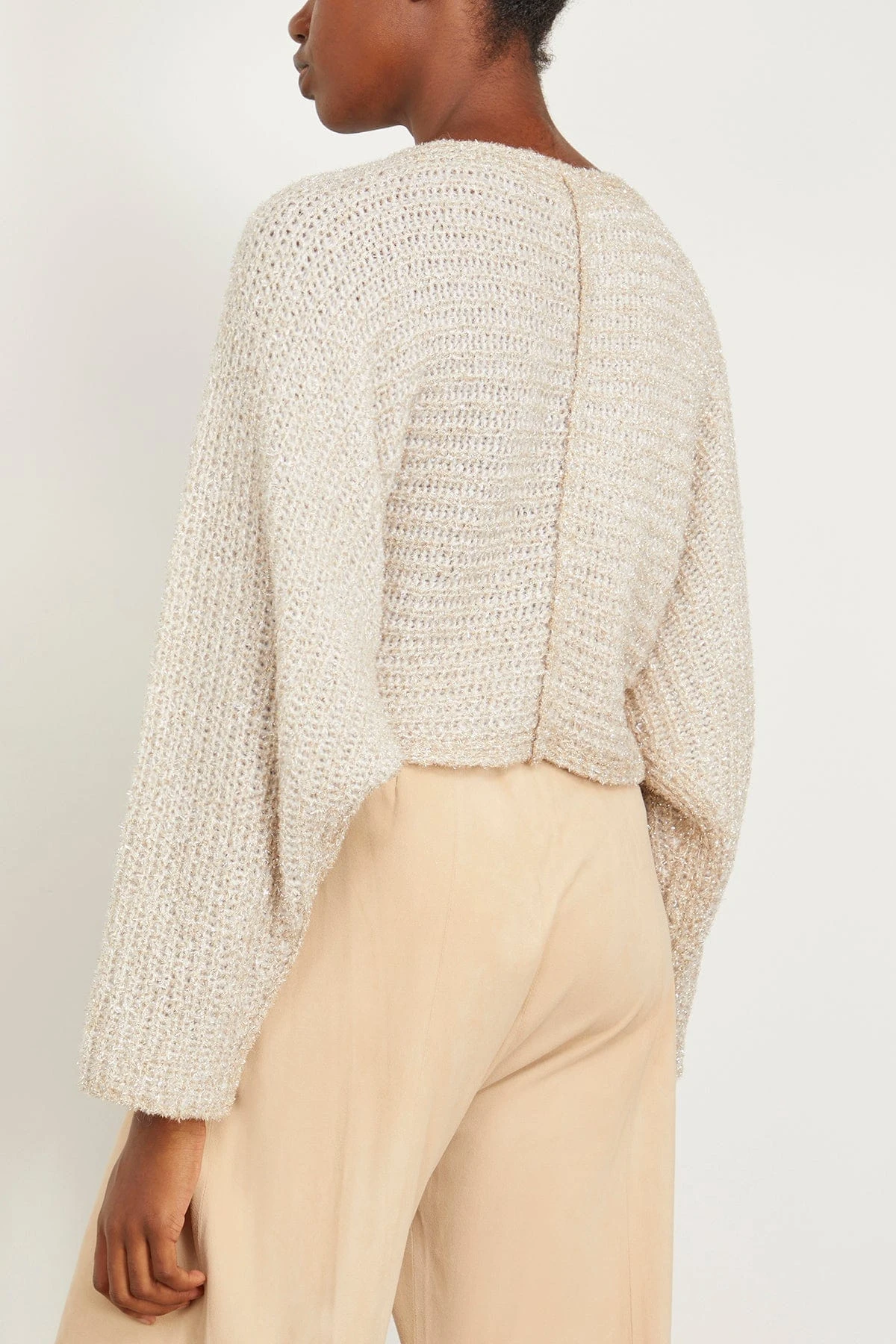 FORTE_FORTE Lurex Chenille Poncho Sweater In Gold 6 FORTE_FORTE Lurex Chenille Poncho Sweater In Gold - Image 4