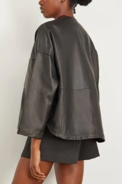 FORTE_FORTE Nappa Leather Kimono Jacket In Noir 9 FORTE_FORTE Nappa Leather Kimono Jacket In Noir -DOROTHE Clothing Shop forte NappaLeatherKimonoJacketinNoir 3
