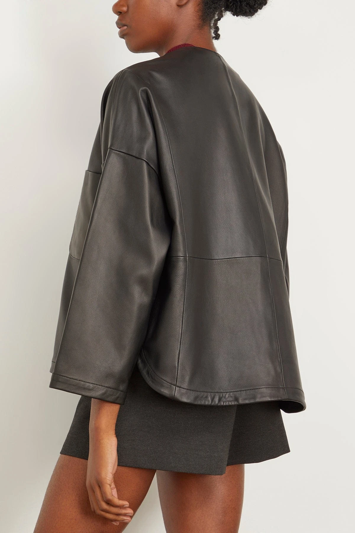 FORTE_FORTE Nappa Leather Kimono Jacket In Noir 6 FORTE_FORTE Nappa Leather Kimono Jacket In Noir - Image 4