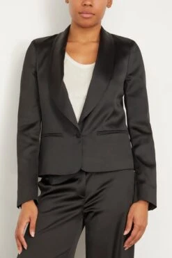 FORTE_FORTE Stretch Duchesse Tuxedo Jacket In Noir -DOROTHE Clothing Shop forte StretchDuchesseTuxedoJacketinNoir 2