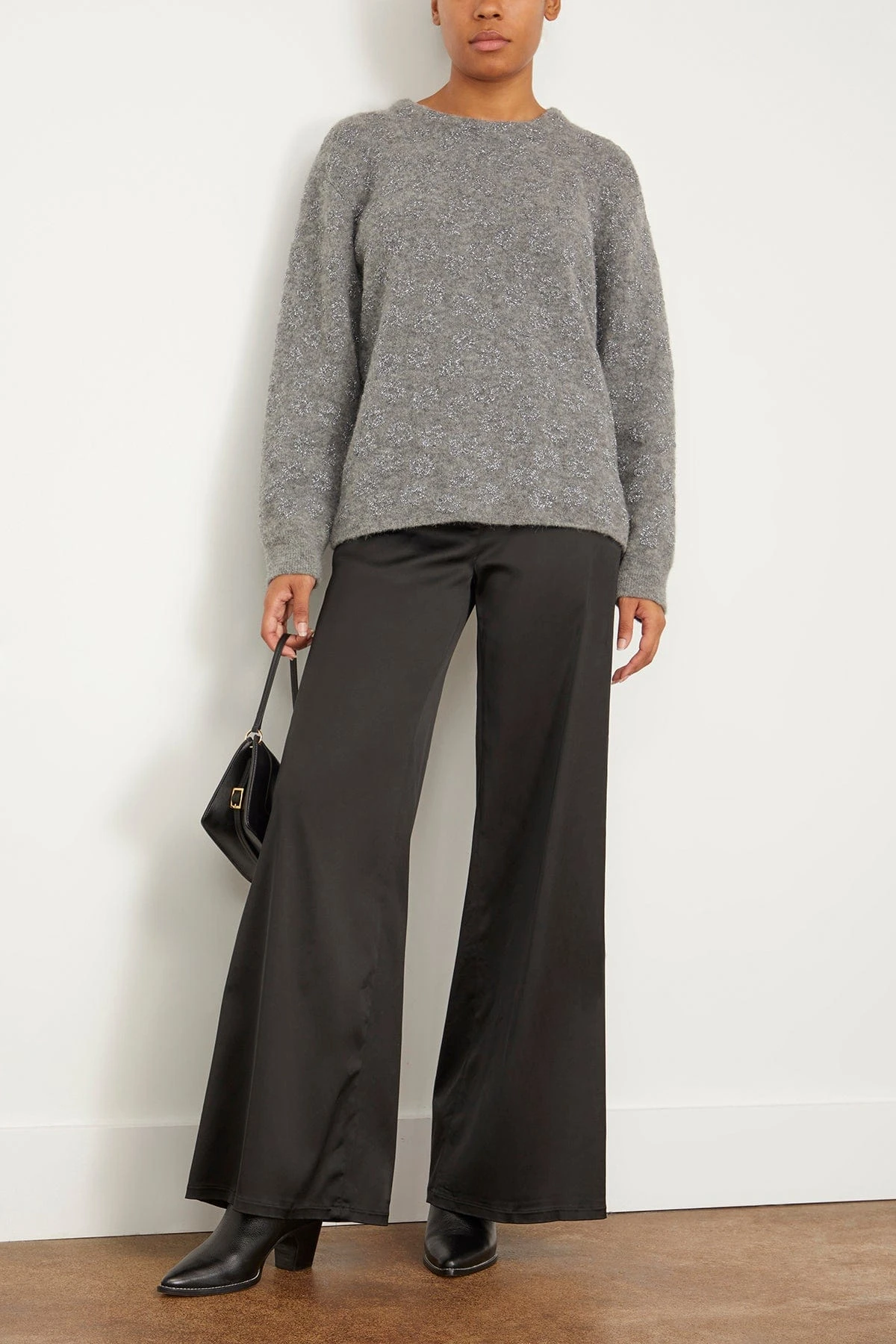FORTE_FORTE Stretch Duchesse Wide Leg Pant In Noir 4 FORTE_FORTE Stretch Duchesse Wide Leg Pant In Noir - Image 2
