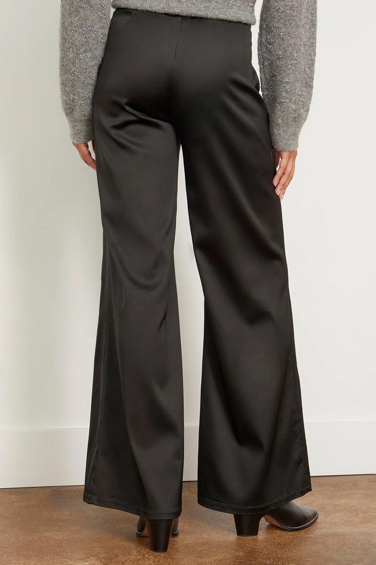 FORTE_FORTE Stretch Duchesse Wide Leg Pant In Noir 6 FORTE_FORTE Stretch Duchesse Wide Leg Pant In Noir - Image 4