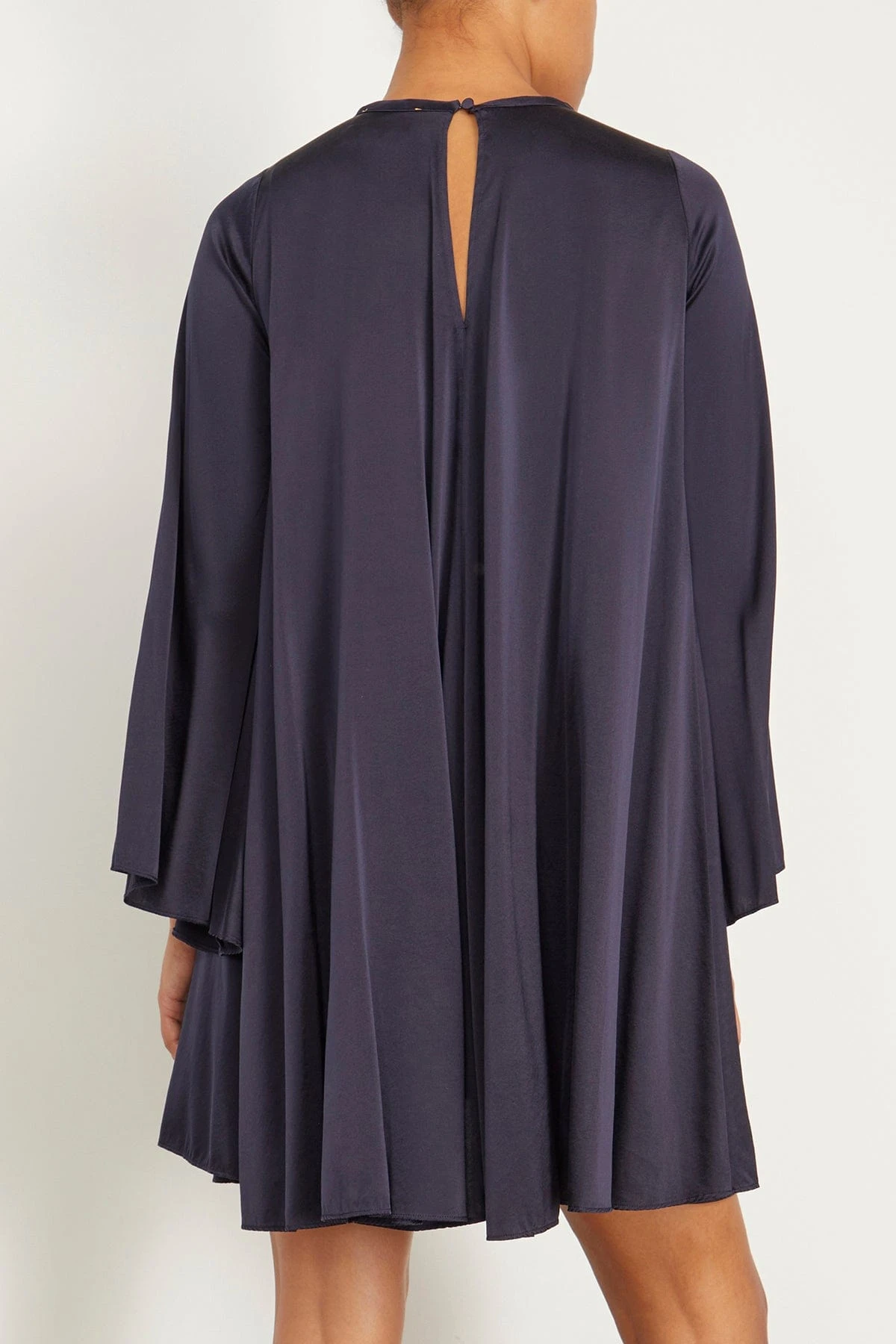 FORTE_FORTE Stretch Heavy Silk Satin Flared Mini Dress In Notte 6 FORTE_FORTE Stretch Heavy Silk Satin Flared Mini Dress In Notte - Image 4