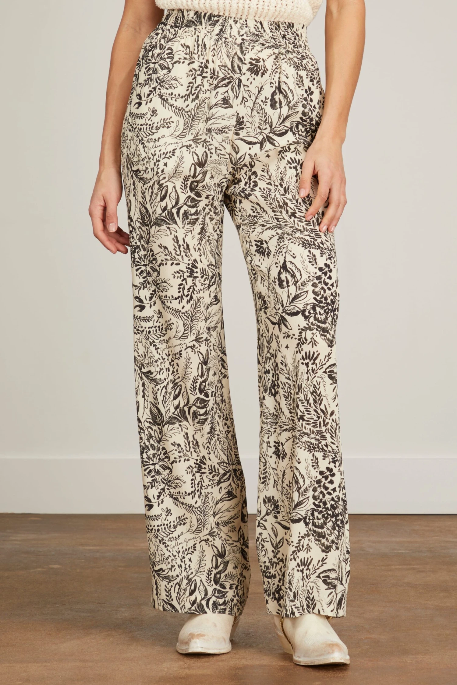 Golden Goose Crepe Viscose Jogging Pant In Bone White/Black 5 Golden Goose Crepe Viscose Jogging Pant In Bone White/Black - Image 3