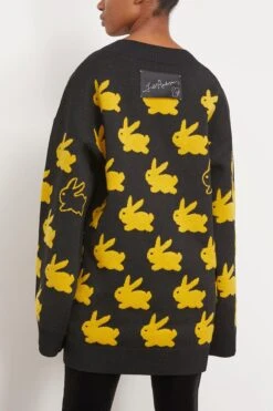 JW Anderson Bunny Jacquard V Neck Jumper In Black/Yellow 9 JW Anderson Bunny Jacquard V Neck Jumper In Black/Yellow -DOROTHE Clothing Shop jwanderson BunnyJacquardVNeckJumperinBlackYellow 3