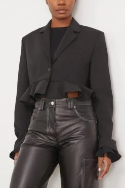 JW Anderson Cropped Ruffled Hem Jacket In Black -DOROTHE Clothing Shop jwanderson CroppedRuffledHemJacketinBlack 2