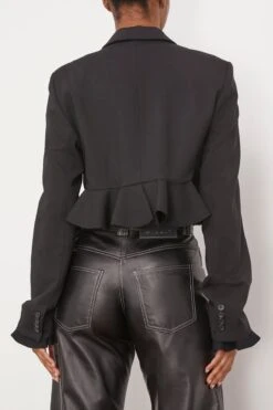 JW Anderson Cropped Ruffled Hem Jacket In Black -DOROTHE Clothing Shop jwanderson CroppedRuffledHemJacketinBlack 3