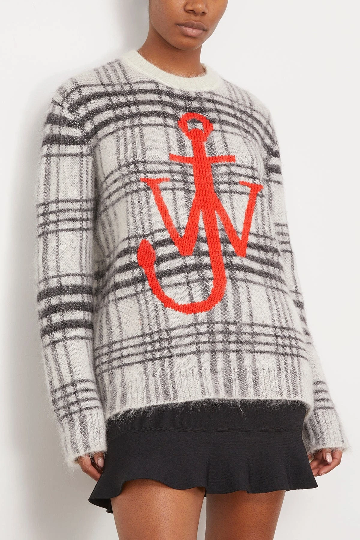 JW Anderson Tartan Check Crewneck Jumper In White/Black 5 JW Anderson Tartan Check Crewneck Jumper In White/Black - Image 3