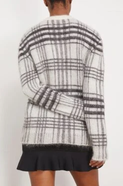 JW Anderson Tartan Check Crewneck Jumper In White/Black 9 JW Anderson Tartan Check Crewneck Jumper In White/Black -DOROTHE Clothing Shop jwanderson TartanCheckCrewneckJumperinWhiteBlack 3