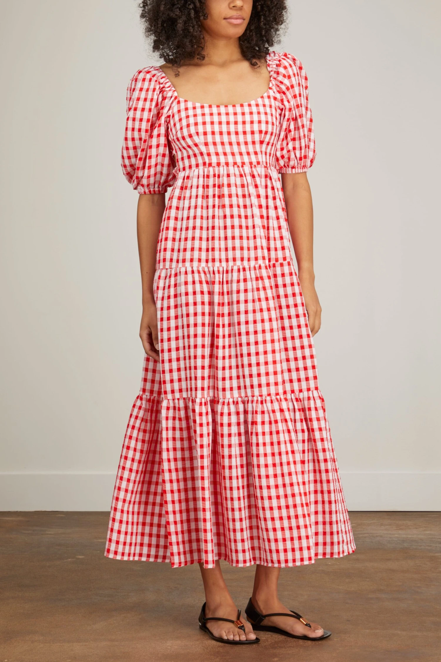 Gianna Tie Back Maxi Dress In Red Gingham 5 Gianna Tie Back Maxi Dress In Red Gingham - Image 3